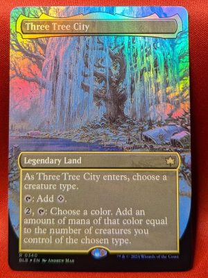 FOIL Three Tree City (Borderless)(340) from Bloomburrow MTG Proxy