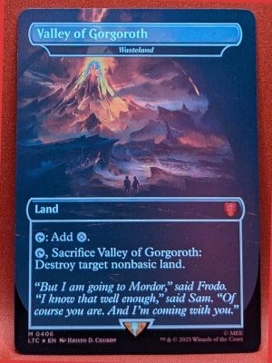 SURGE FOIL Valley of Gorgoroth - Wasteland from Commander: The Lord of the Rings: Tales of Middle-earth Magic the Gathering Proxy