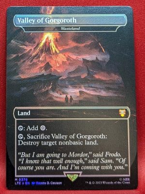 FOIL Valley of Gorgoroth (Wasteland) from Commander: The Lord of the Rings: Tales of Middle-earth Magic the Gathering Proxy