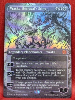 FOIL Vraska, Betrayal’s Sting (Borderless) from Phyrexia: All Will Be One Magic the Gathering Proxy