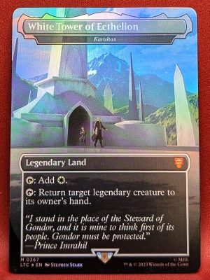 FOIL White Tower of Ecthelion (Karakas) from Commander: The Lord of the Rings: Tales of Middle-earth Magic the Gathering Proxy