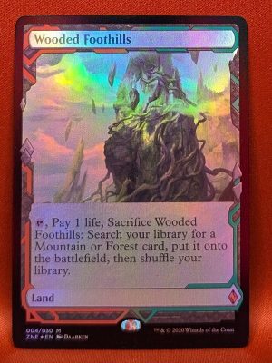 FOIL Wooded Foothills from Zendikar Rising Expedition Magic the Gathering Proxy