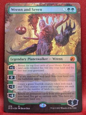 FOIL Wrenn and Seven (Borderless) from Innistrad: Midnight Hunt Magic the Gathering Proxy