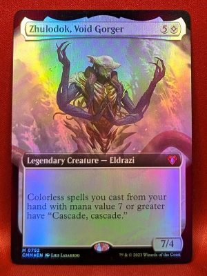 FOIL Zhulodok, Void Gorger (Extended Art) from Commander Masters MTG Proxy