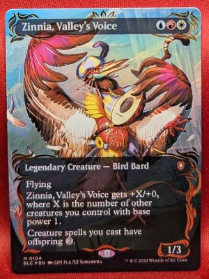 RAISED FOIL Zinnia, Valley's Voice (Borderless) from Commander: Bloomburrow MTG Proxy